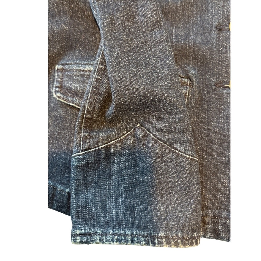 Lauren Ralph Lauren Denim Jacket Dark Wash Gold Crested Button Military Womens M - Picture 7 of 10